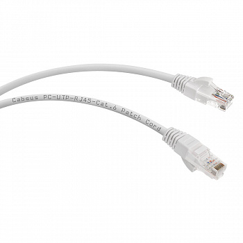 Cabeus PC-UTP-RJ45-Cat.6-0.3m-WH Патч-корд U/UTP, категория 6, 2xRJ45/8p8c, неэкранированный, белый,